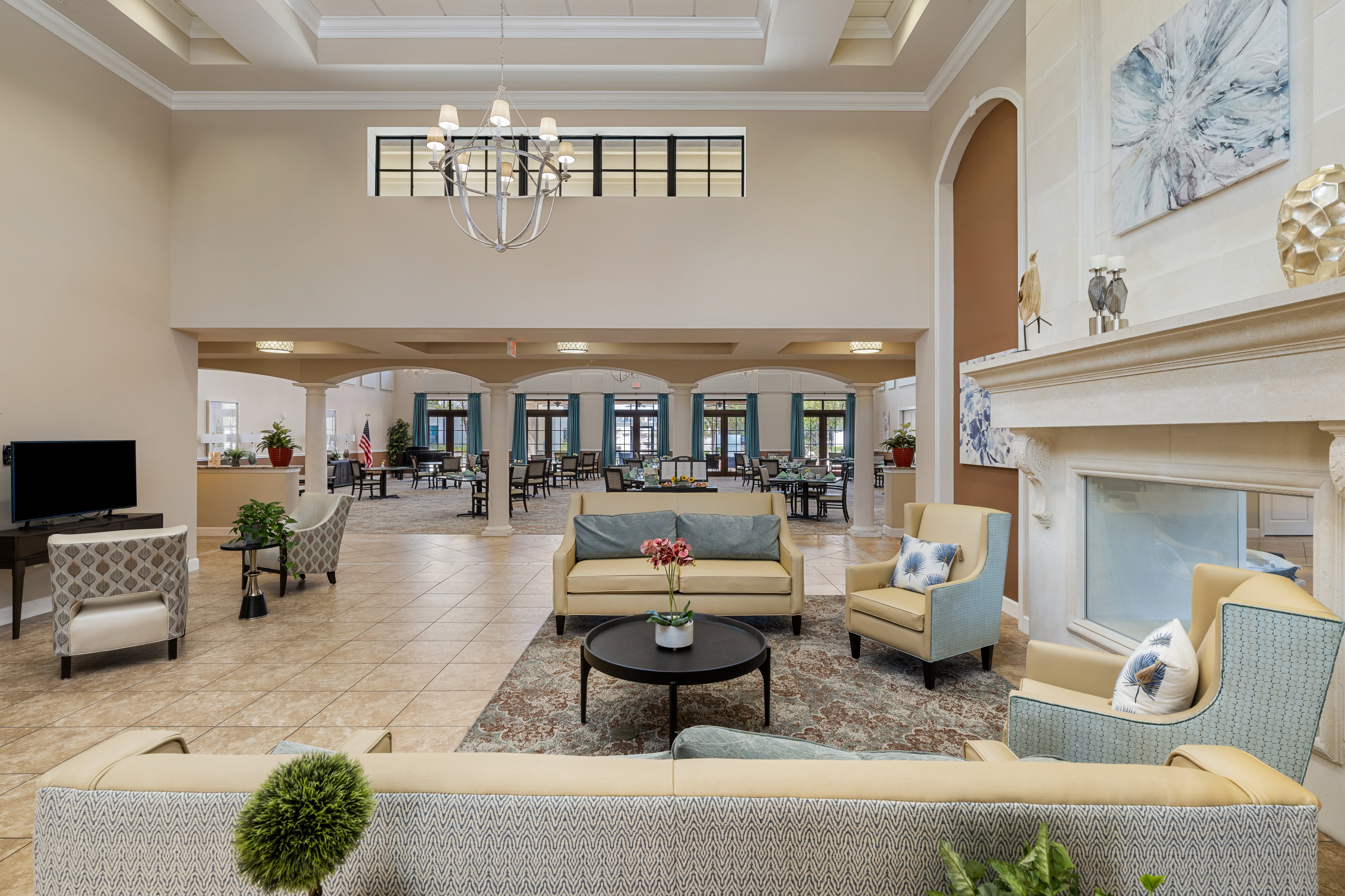 Discovery Commons Cypress Point common area with fireplace